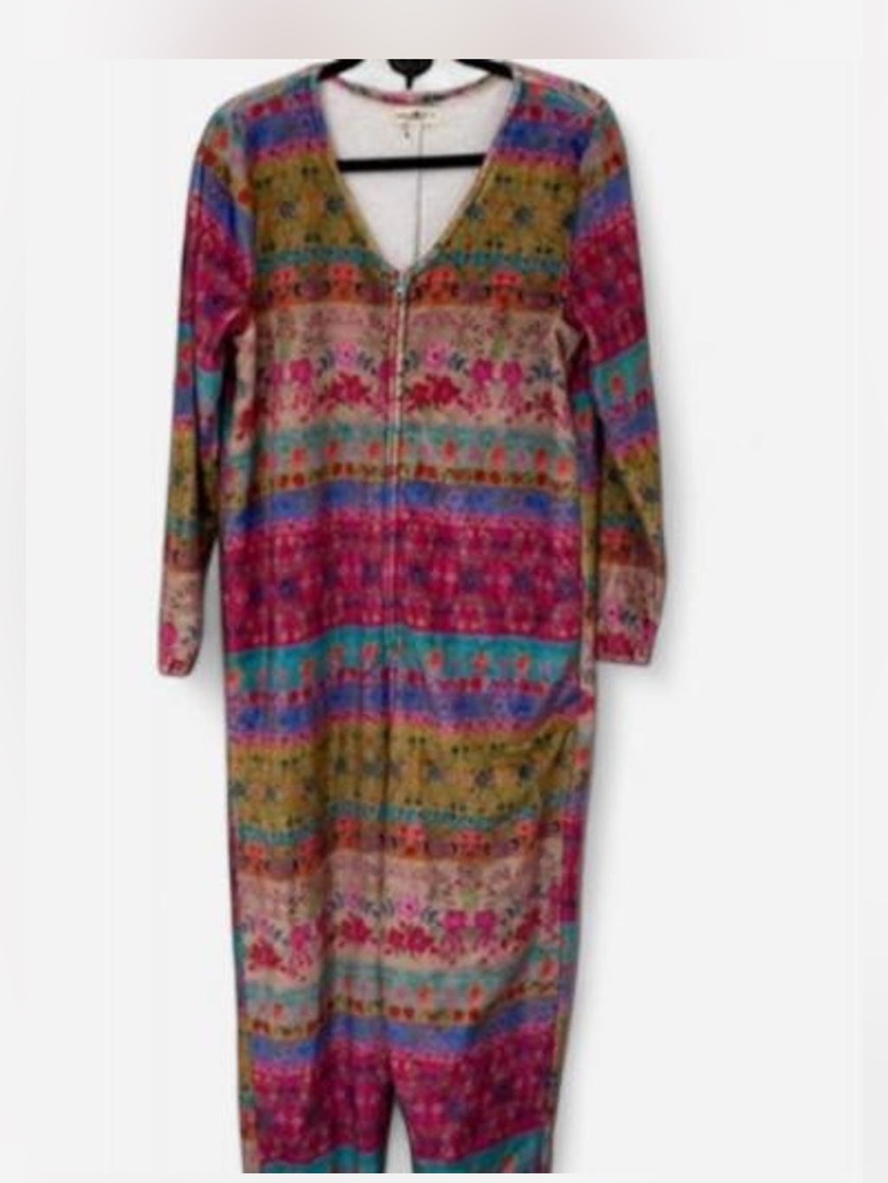 Multicolor Striped Floral Zip-Front Onsie Jumper